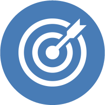 Blue and white icon of a hazardous symbol